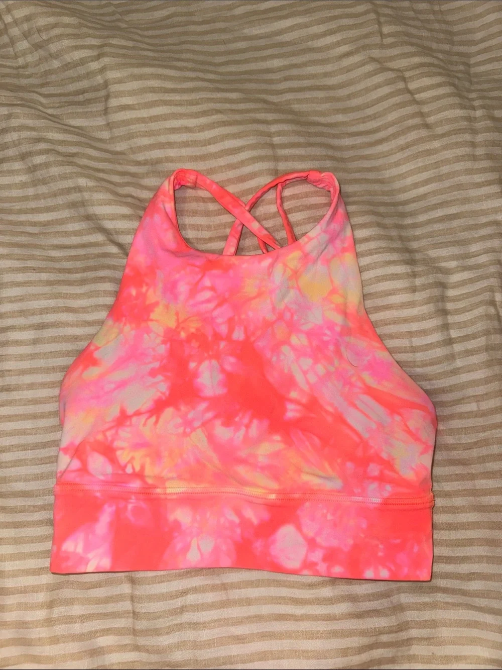 Lululemon Energy Bra High Neck Long Line- Neon Pink